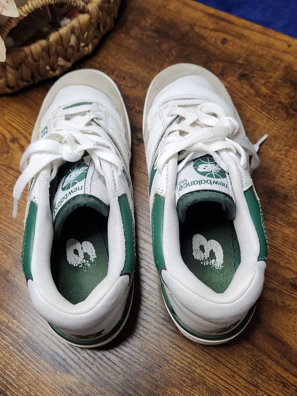 New Balance Kids 550 White & Green Low-Top Sneakers